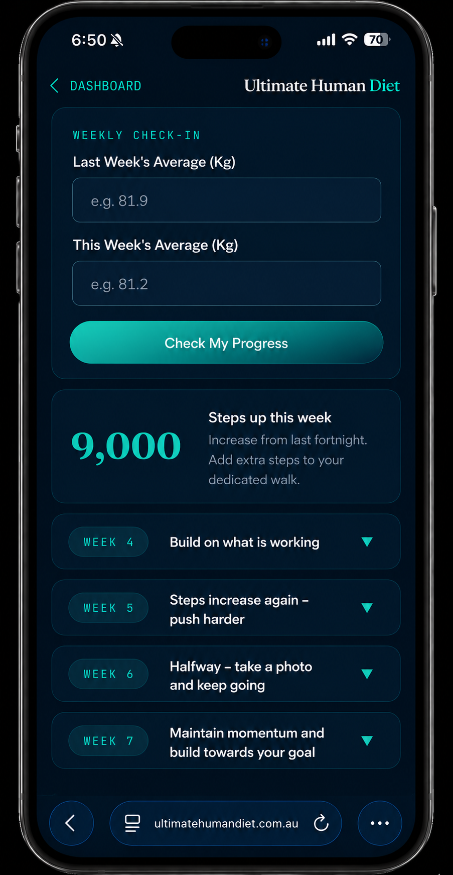 ARK weekly check-in system